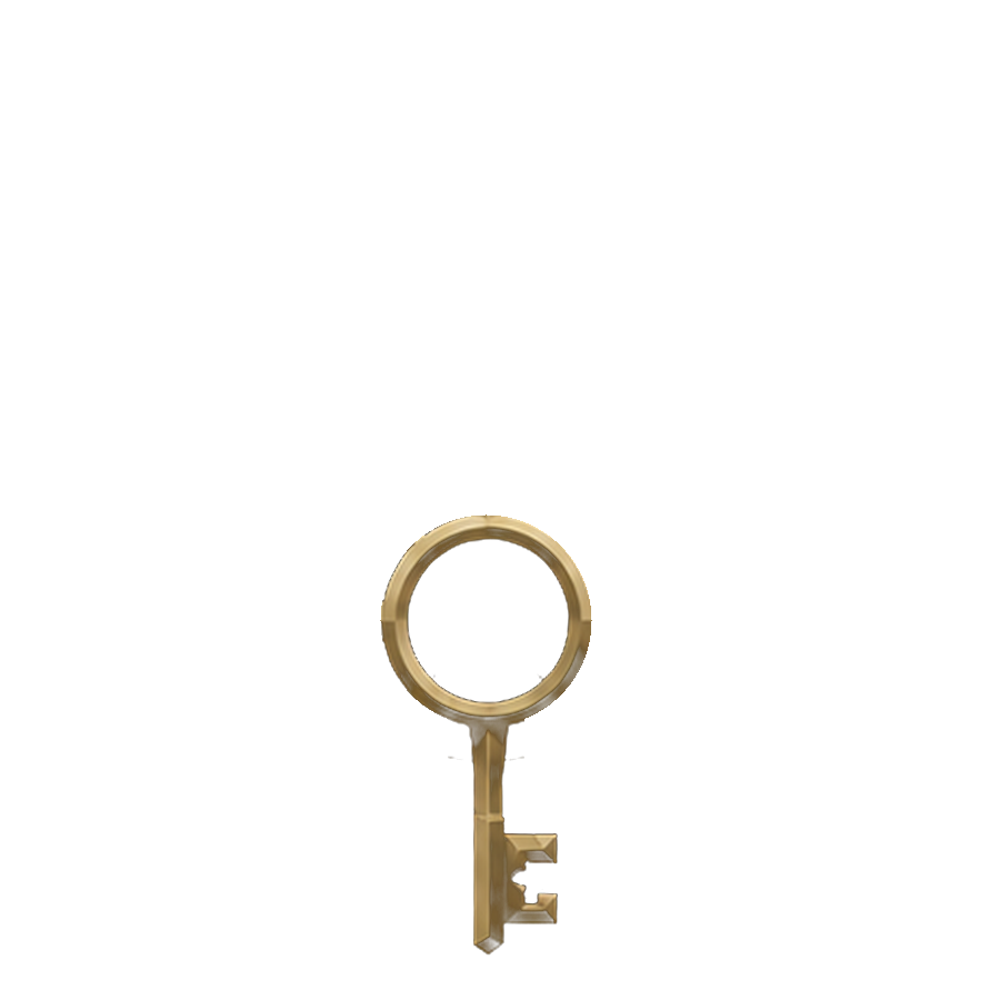 Golden key with circular bow